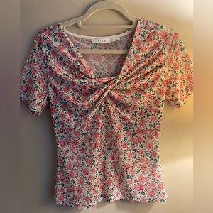 Villa Floral Detailed V Neck Blouse